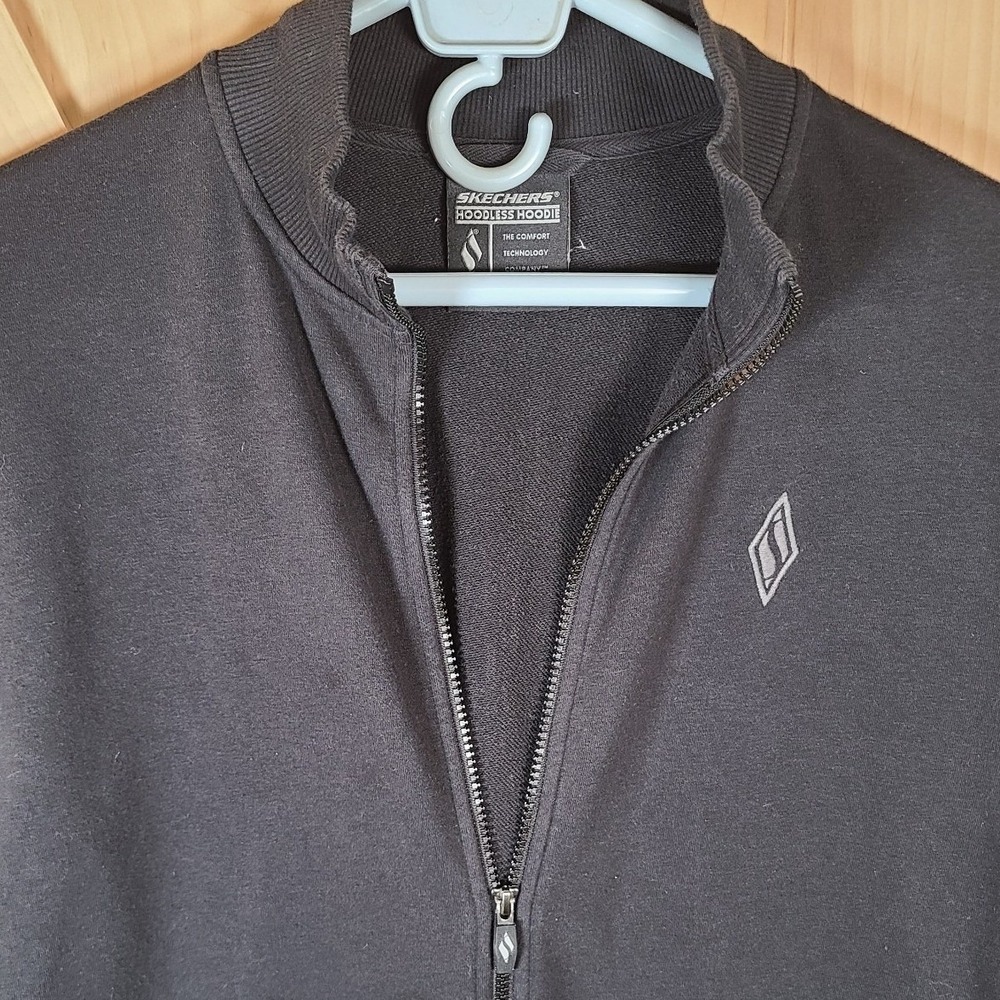 Skechers Mens XL Black Full Zip Track Jacket Athletic Lightweight Logo Casual